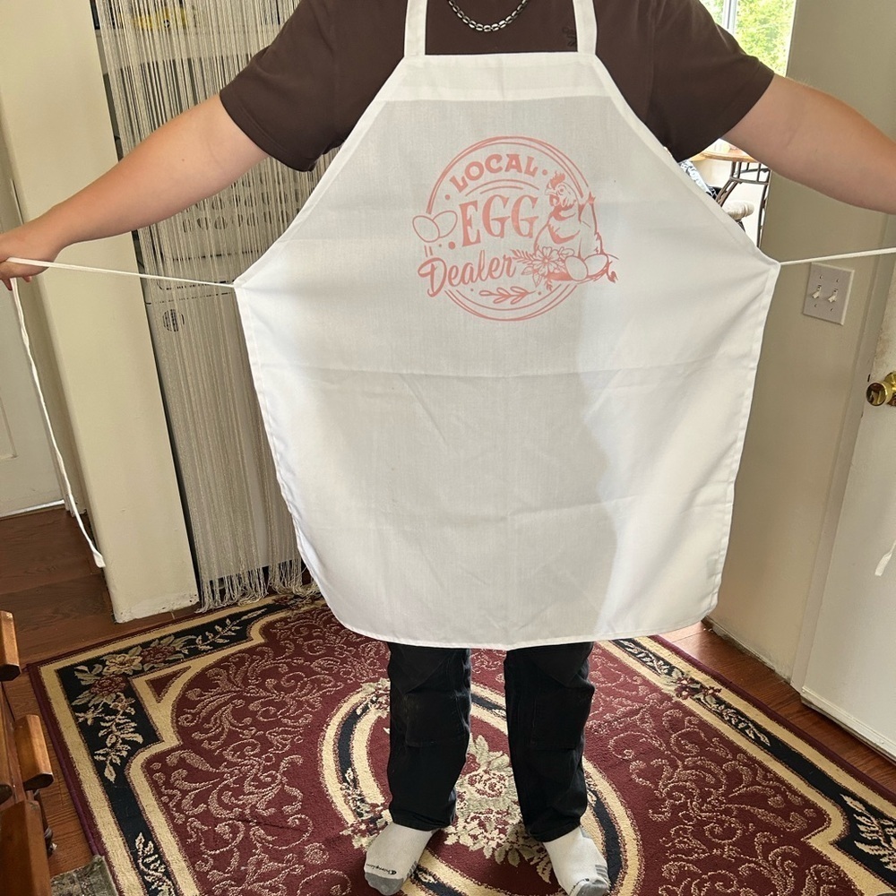 Charming White and Pink Apron- local egg dealer- great present